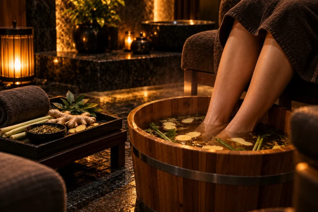 Ngâm chân thảo mộc buổi tối – Thạch An